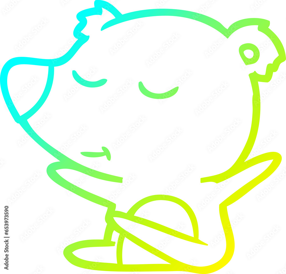 cold gradient line drawing of a happy cartoon bear cold gradient line drawing of a happy cartoon bear