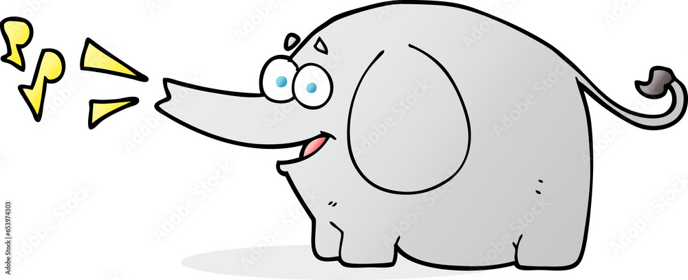 Fototapeta premium freehand drawn cartoon trumpeting elephant