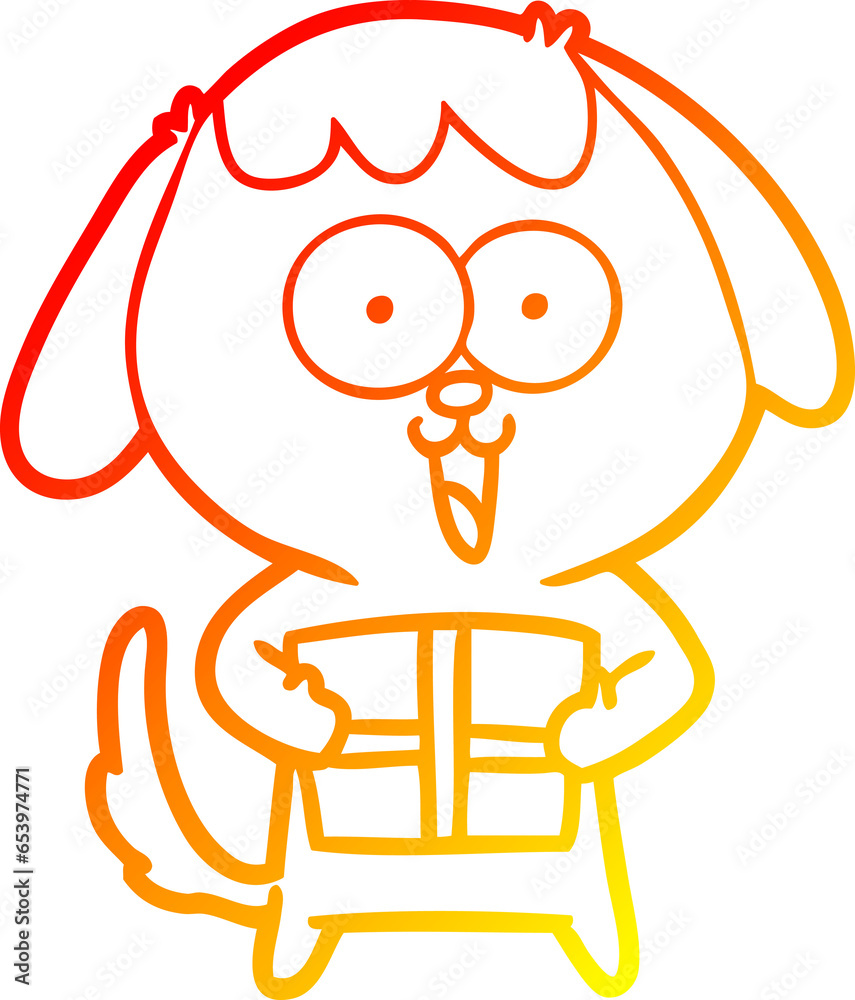 warm gradient line drawing of a cute cartoon dog warm gradient line drawing of a cute cartoon dog