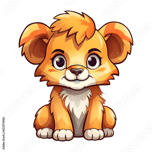 Cute Lion Baby Toddler Illustration on Transparent Background, Ai Generated