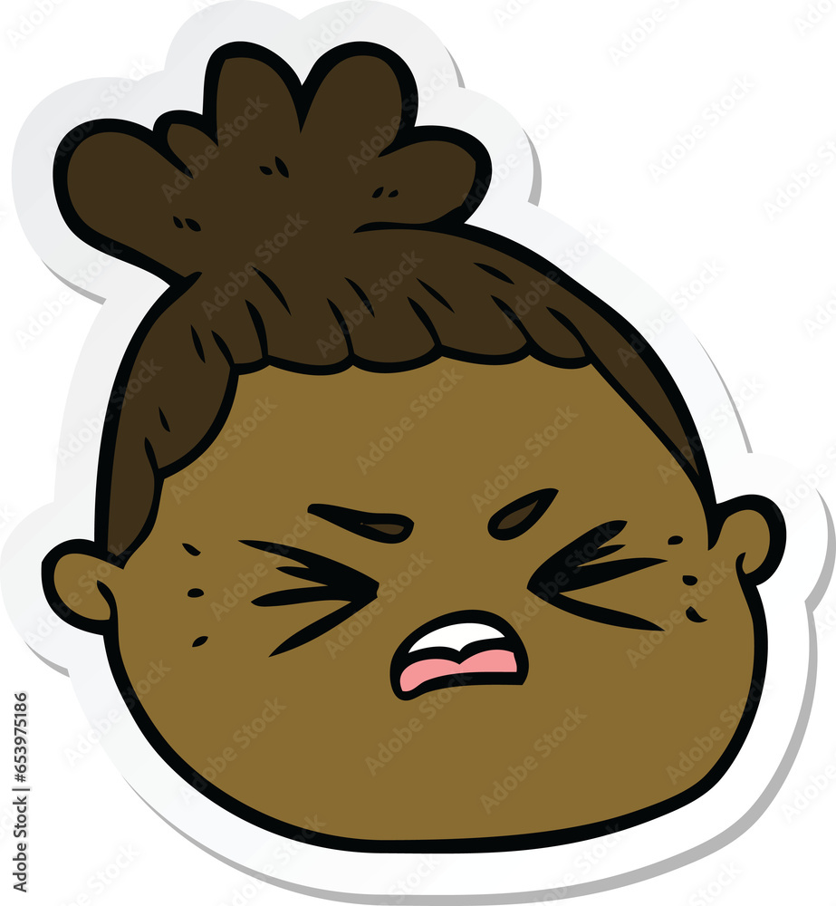 sticker of a cartoon female face