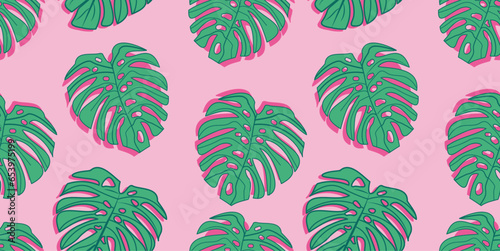 Palm tree leaf tropical summer background pattern  seamless 