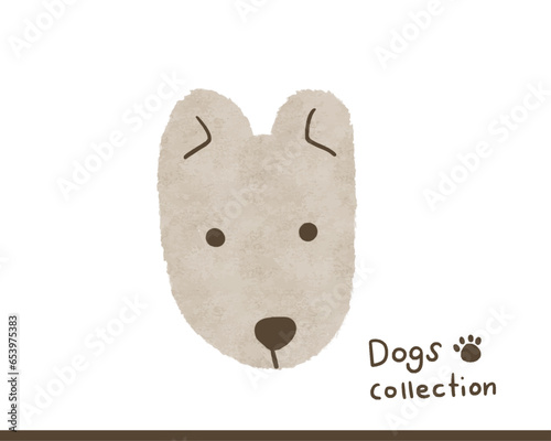 可愛い犬の手描きイラスト素材-ミックス犬