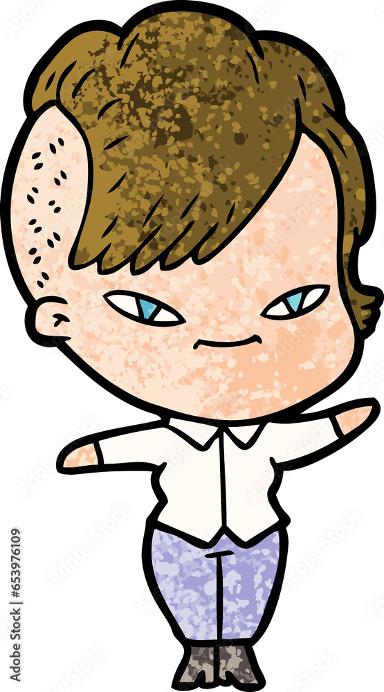 cute cartoon girl with hipster haircut cute cartoon girl with hipster haircut