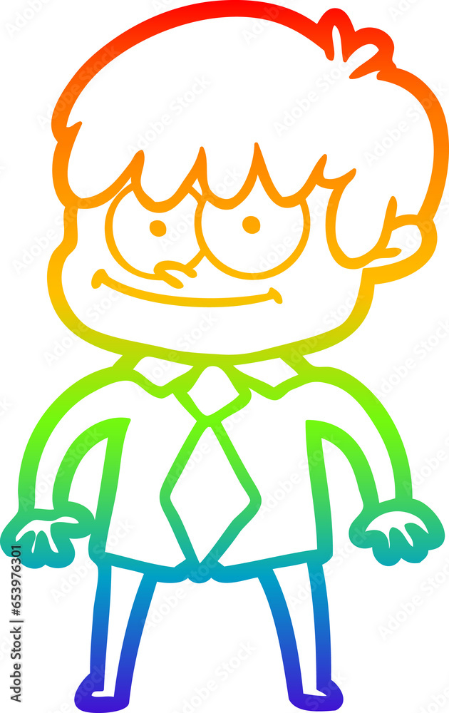 rainbow gradient line drawing of a happy cartoon man rainbow gradient line drawing of a happy cartoon man