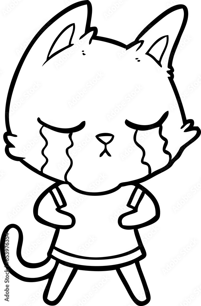 crying cartoon cat