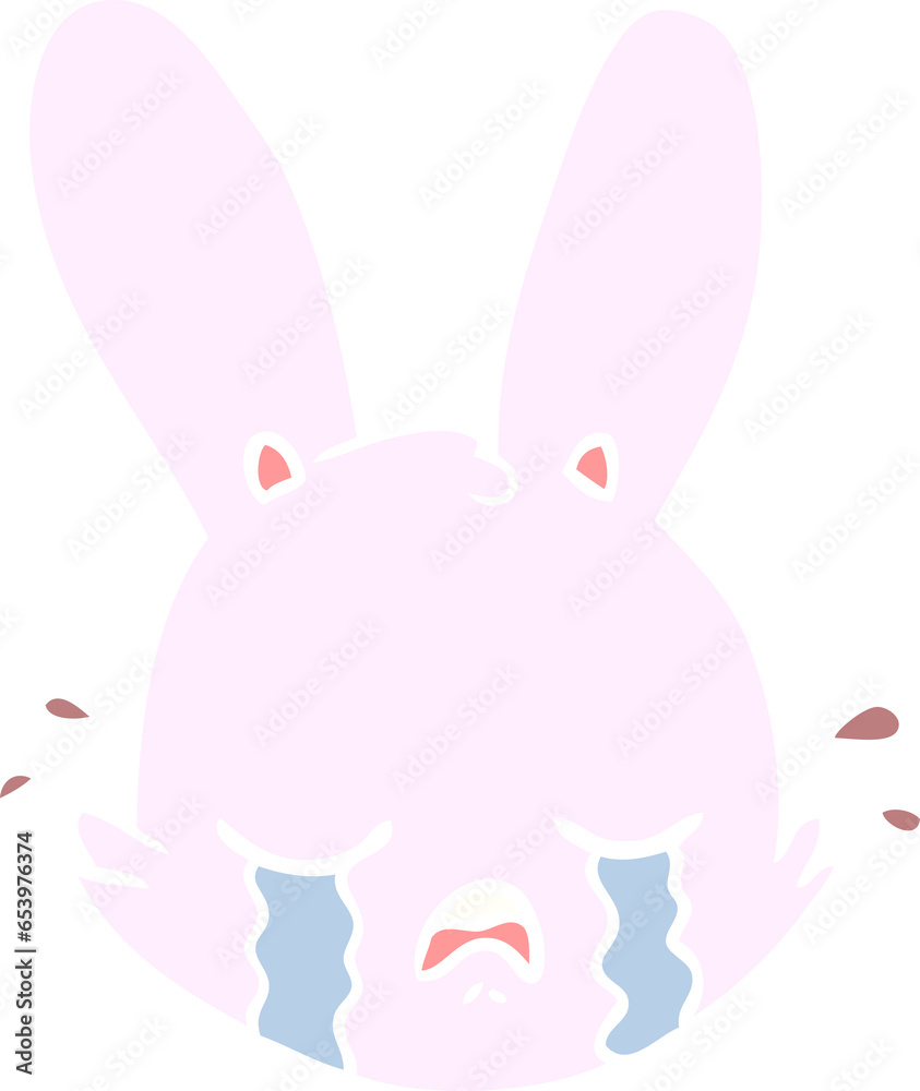 flat color style cartoon crying bunny face flat color style cartoon crying bunny face