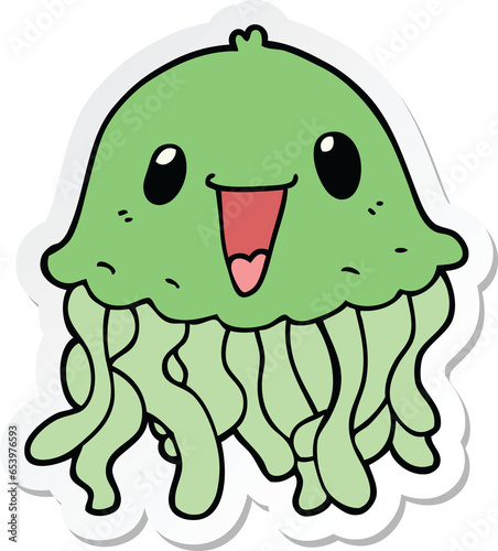 sticker of a cartoon jellyfish photo