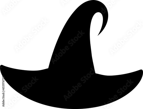 Black silhouette of halloween witch hat. Vector illustration