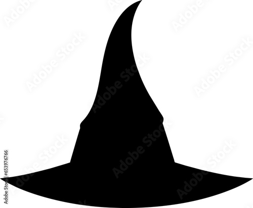 Black silhouette of halloween witch hat. Vector illustration