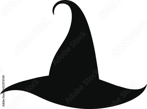 Black silhouette of halloween witch hat. Vector illustration