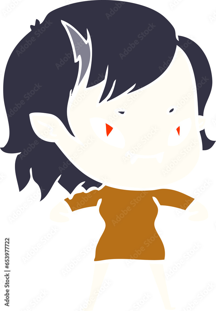 flat color style cartoon friendly vampire girl flat color style cartoon friendly vampire girl