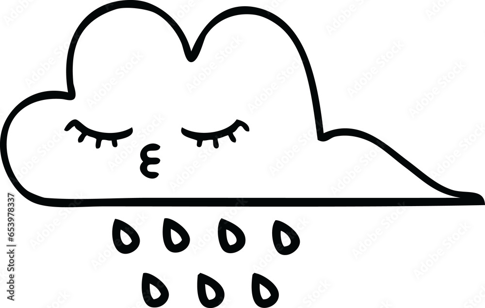 line drawing cartoon of a rain cloud line drawing cartoon of a rain cloud