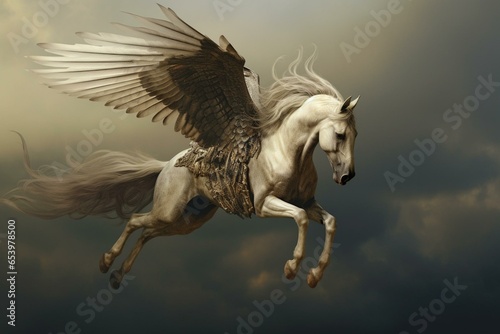Beautiful flying horse. Generative AI