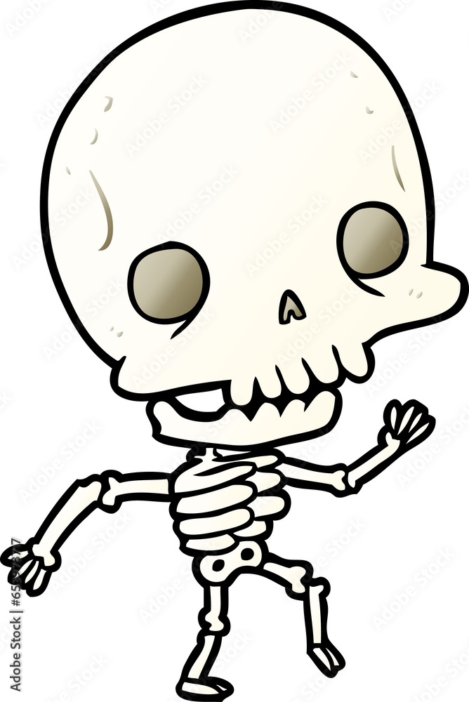 cute cartoon dancing skeleton