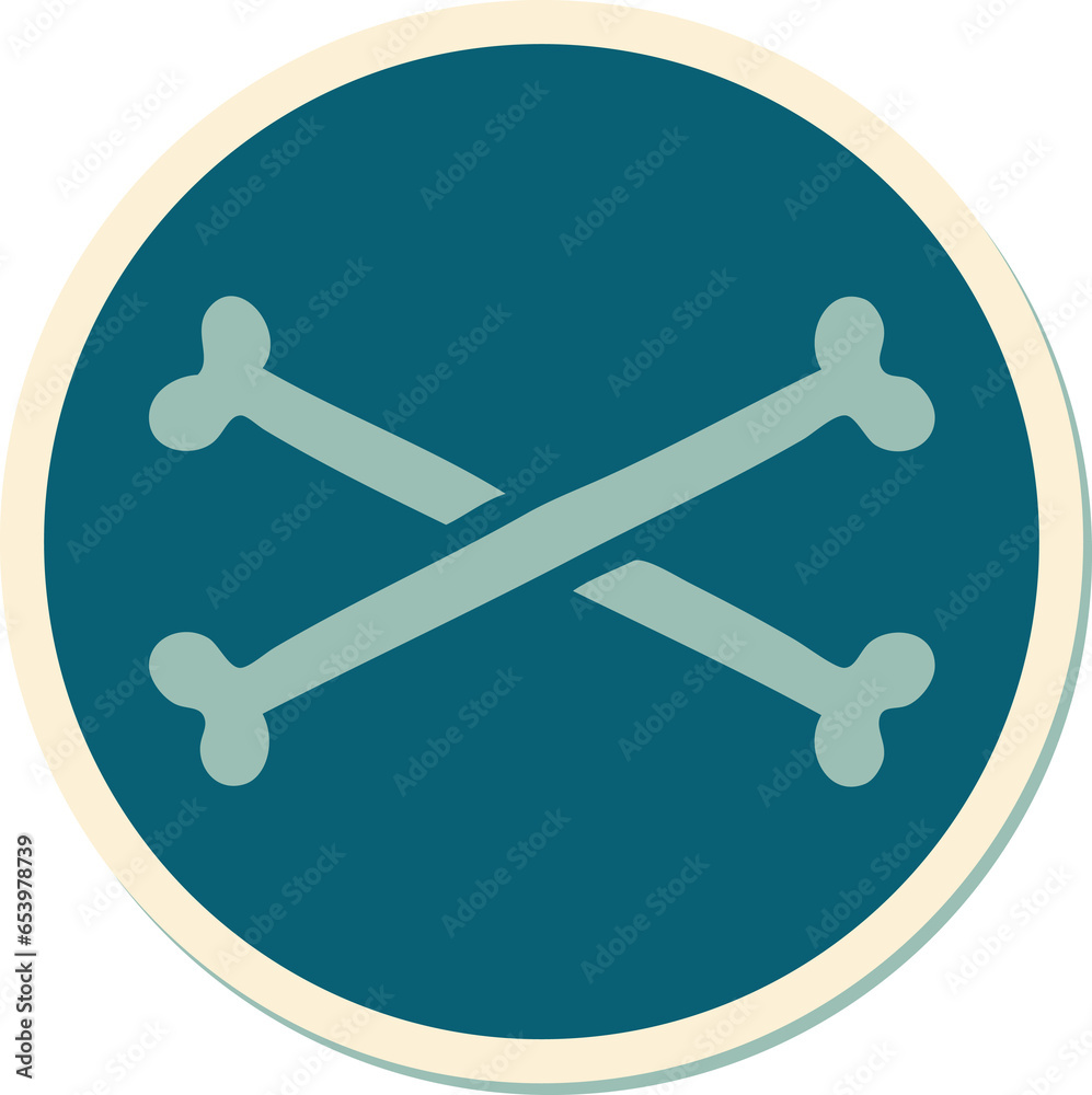 sticker of tattoo in traditional style of cross bones sticker of tattoo in traditional style of cross bones