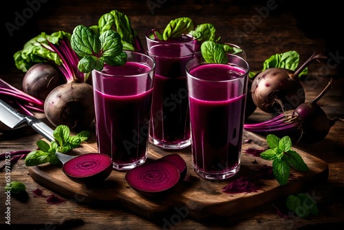 fresh beetroot juice with mint