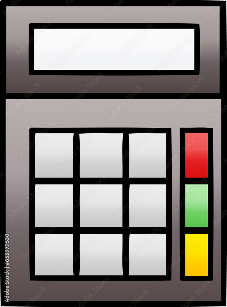 gradient shaded cartoon of a school calculator