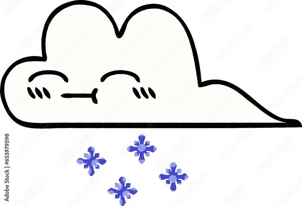 comic book style cartoon of a snow cloud comic book style cartoon of a snow cloud