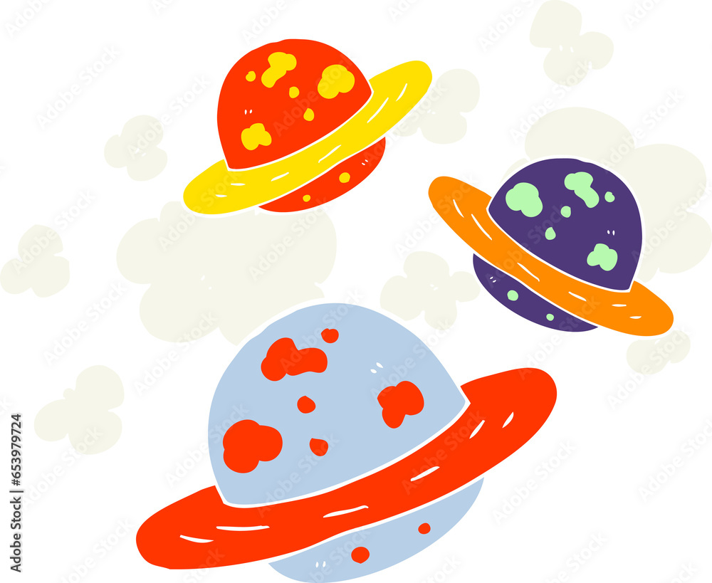 flat color illustration of planets flat color illustration of planets