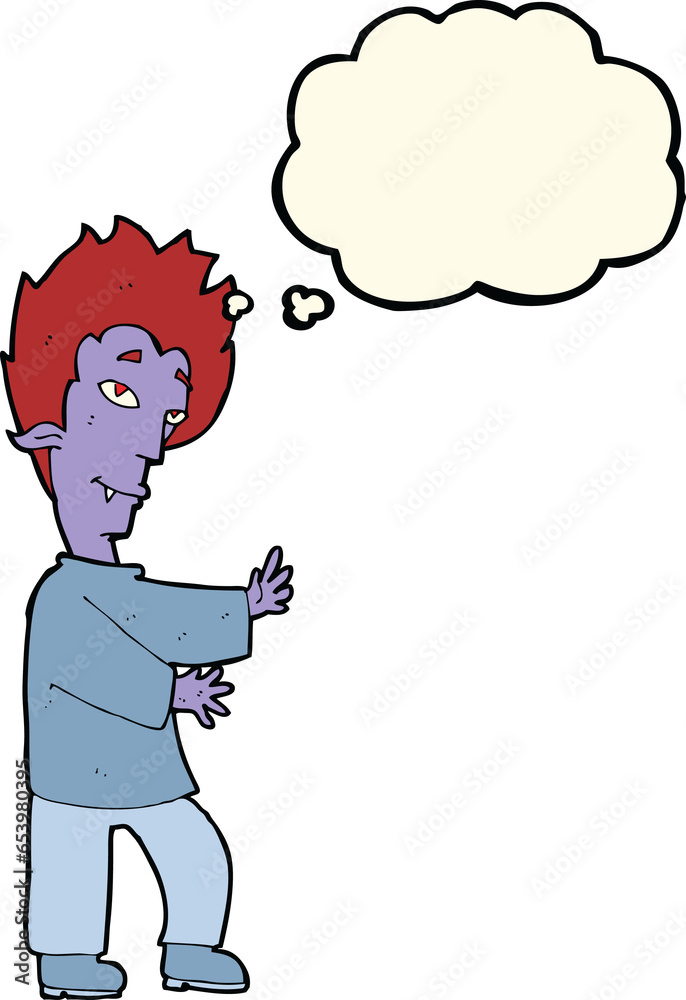 Fototapeta premium cartoon vampire with thought bubble