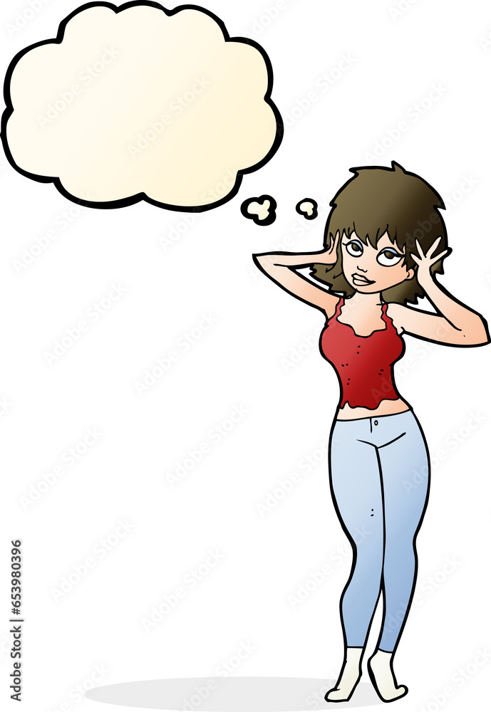 cartoon pretty woman with thought bubble cartoon pretty woman with thought bubble
