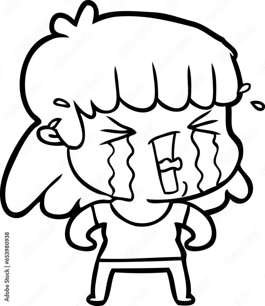 cartoon woman in tears