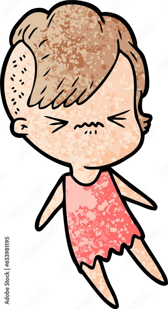 cartoon annoyed hipster girl cartoon annoyed hipster girl
