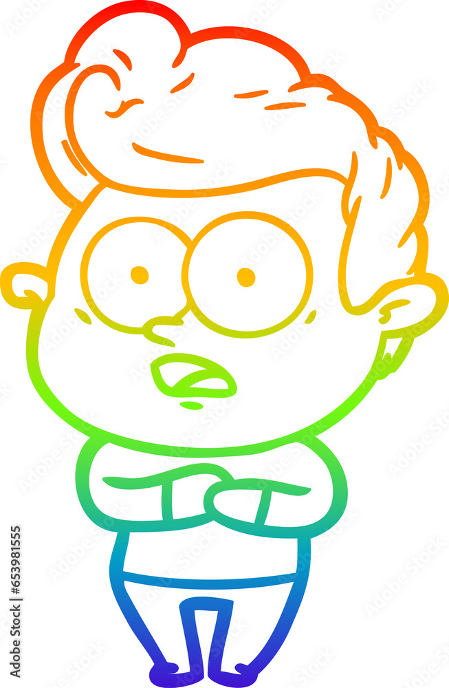 rainbow gradient line drawing of a cartoon staring man rainbow gradient line drawing of a cartoon staring man