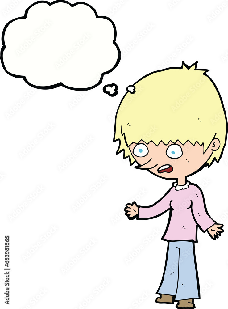 cartoon stressed out woman with thought bubble cartoon stressed out woman with thought bubble