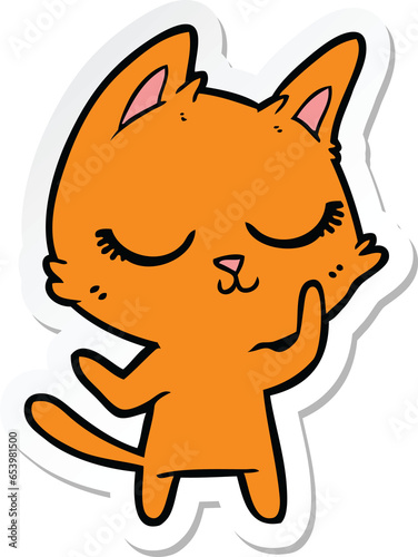 sticker of a calm cartoon cat © lineartestpilot
