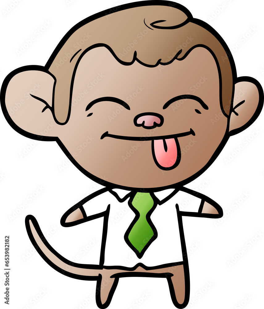 funny cartoon monkey wearing shirt and tie