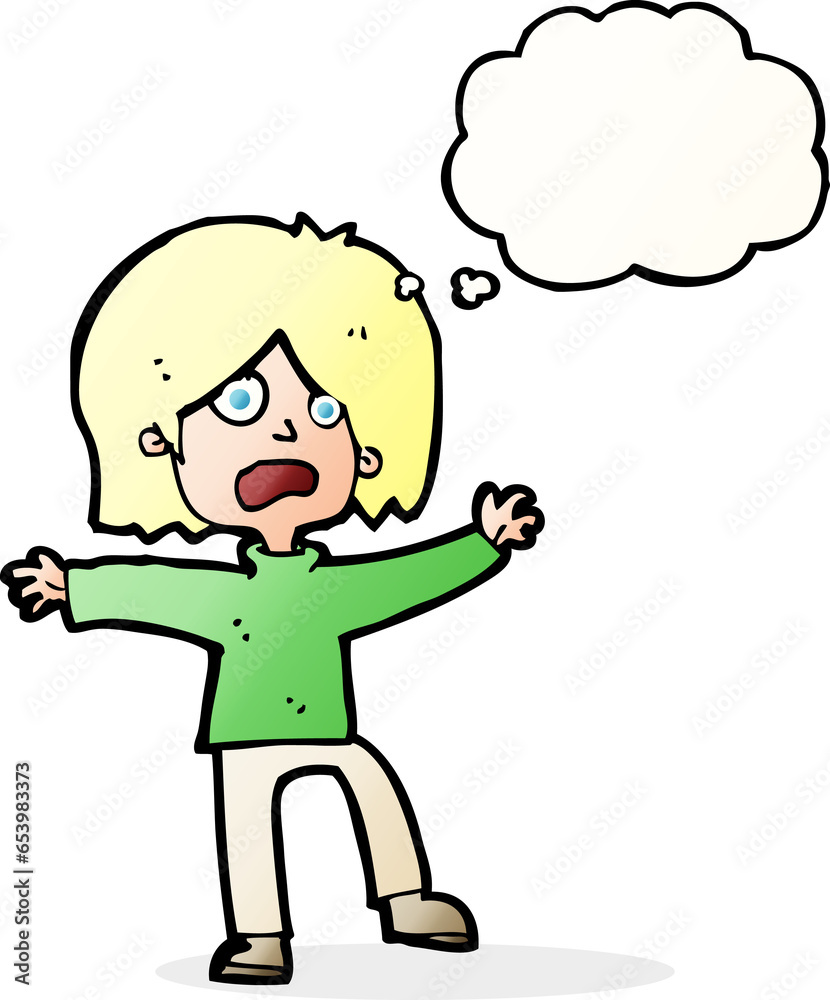 cartoon scared person with thought bubble cartoon scared person with thought bubble
