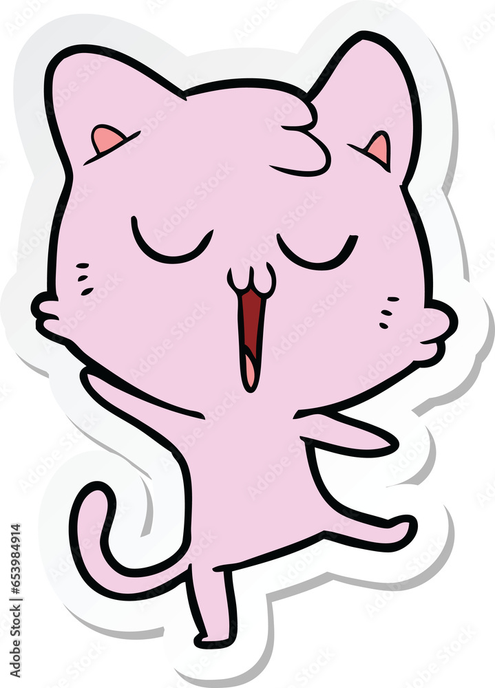 sticker of a cartoon cat singing sticker of a cartoon cat singing