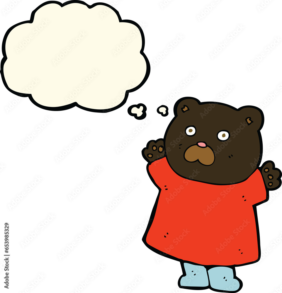 funny cartoon black bear with thought bubble