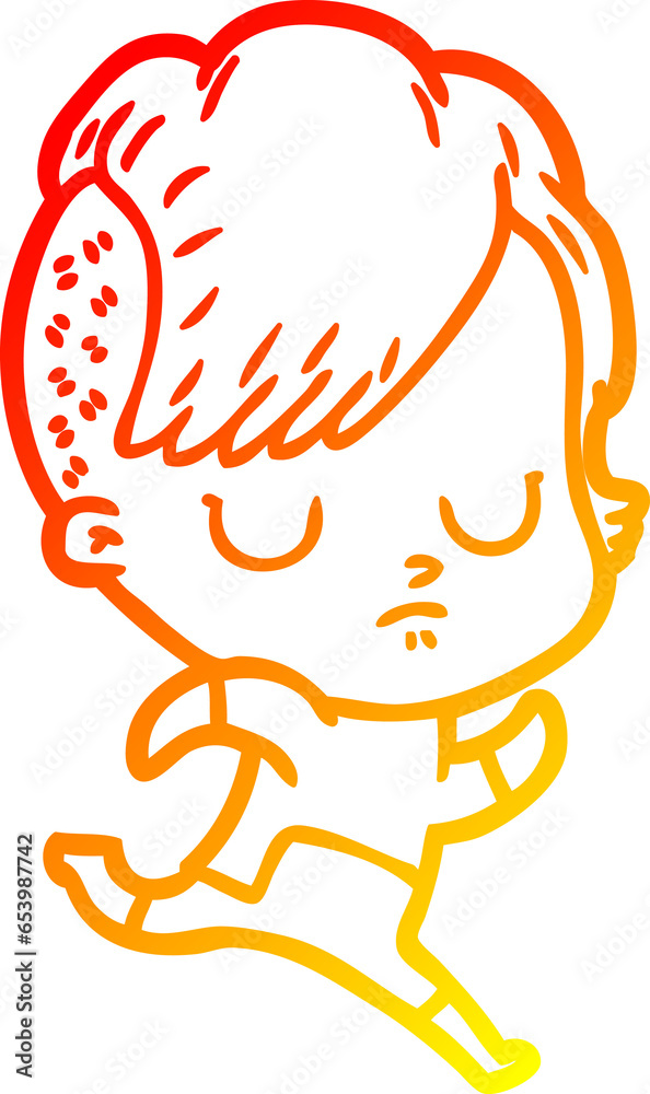 warm gradient line drawing of a cartoon woman warm gradient line drawing of a cartoon woman