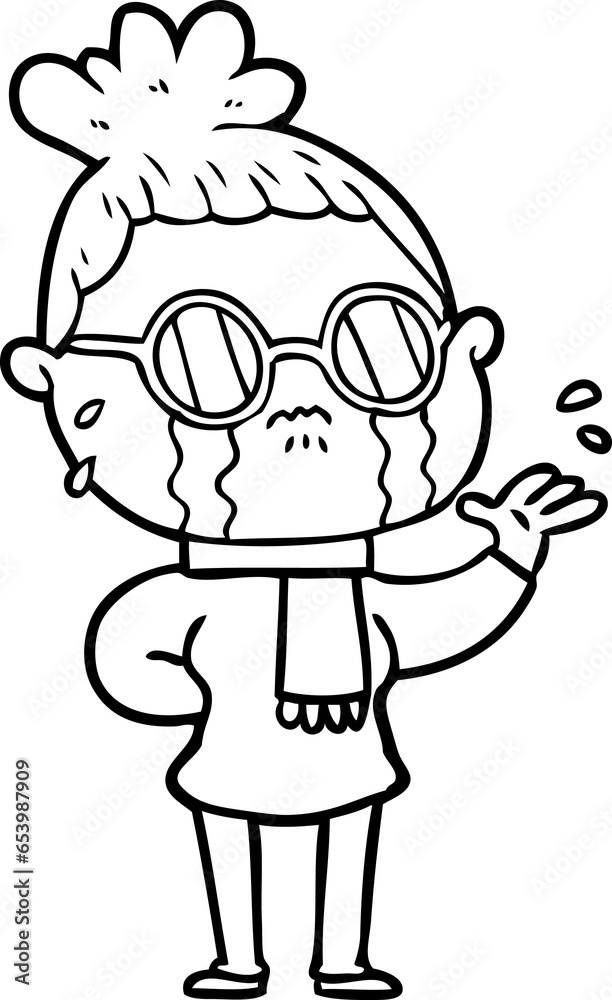 cartoon crying woman wearing spectacles cartoon crying woman wearing spectacles