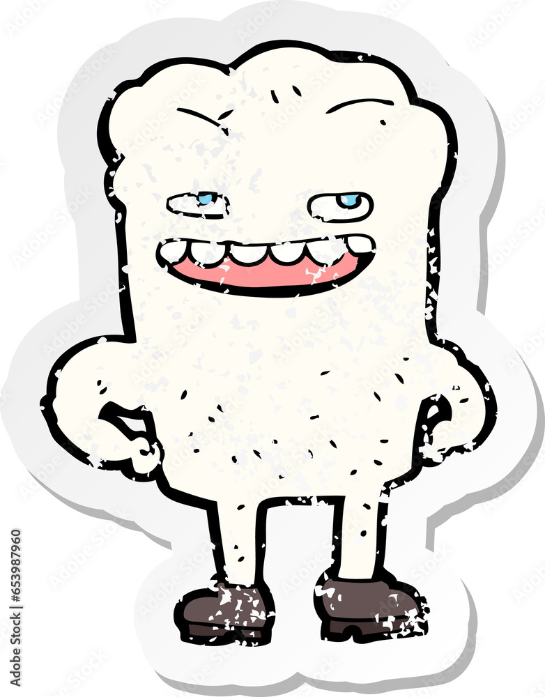 retro distressed sticker of a cartoon tooth retro distressed sticker of a cartoon tooth