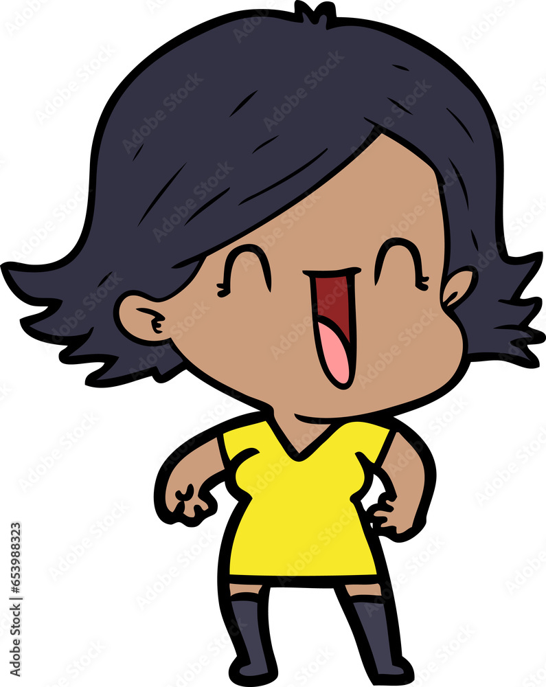 Obraz premium cartoon happy woman