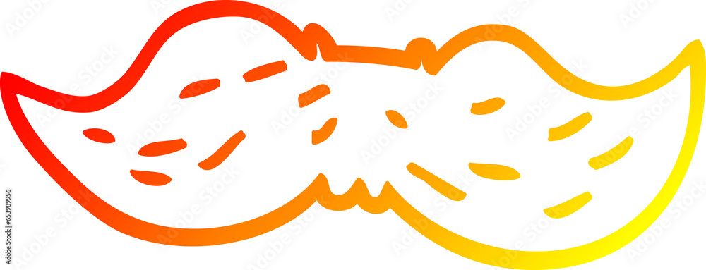 warm gradient line drawing of a cartoon mans mustache warm gradient line drawing of a cartoon mans mustache