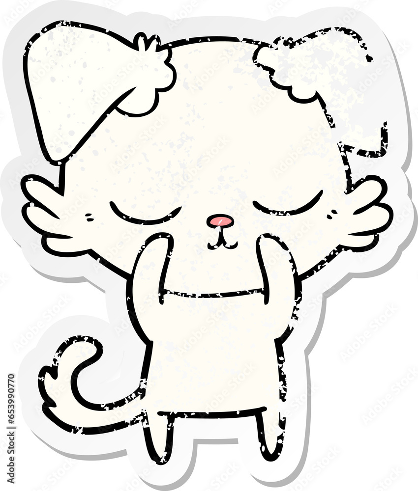 distressed sticker of a cute cartoon dog distressed sticker of a cute cartoon dog