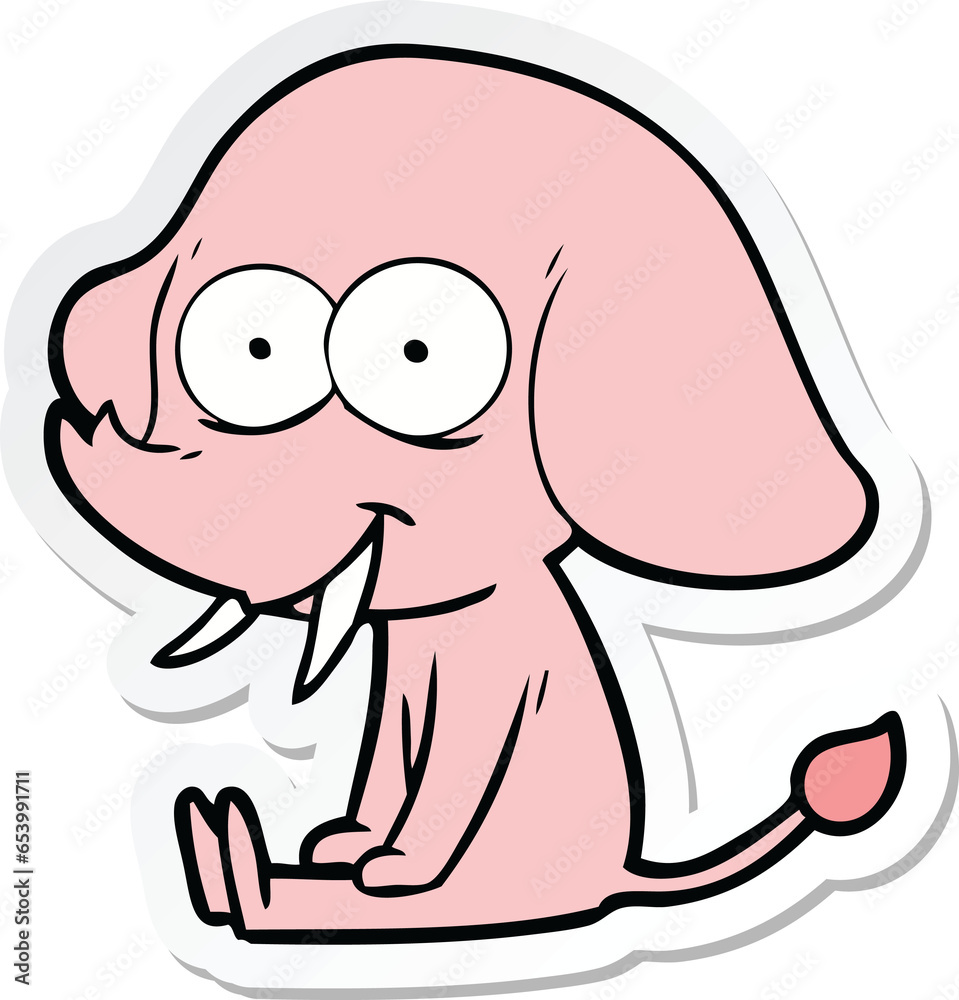 sticker of a happy cartoon elephant sticker of a happy cartoon elephant