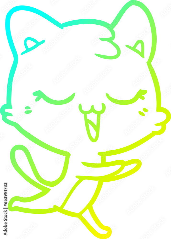 cold gradient line drawing of a happy cartoon cat cold gradient line drawing of a happy cartoon cat