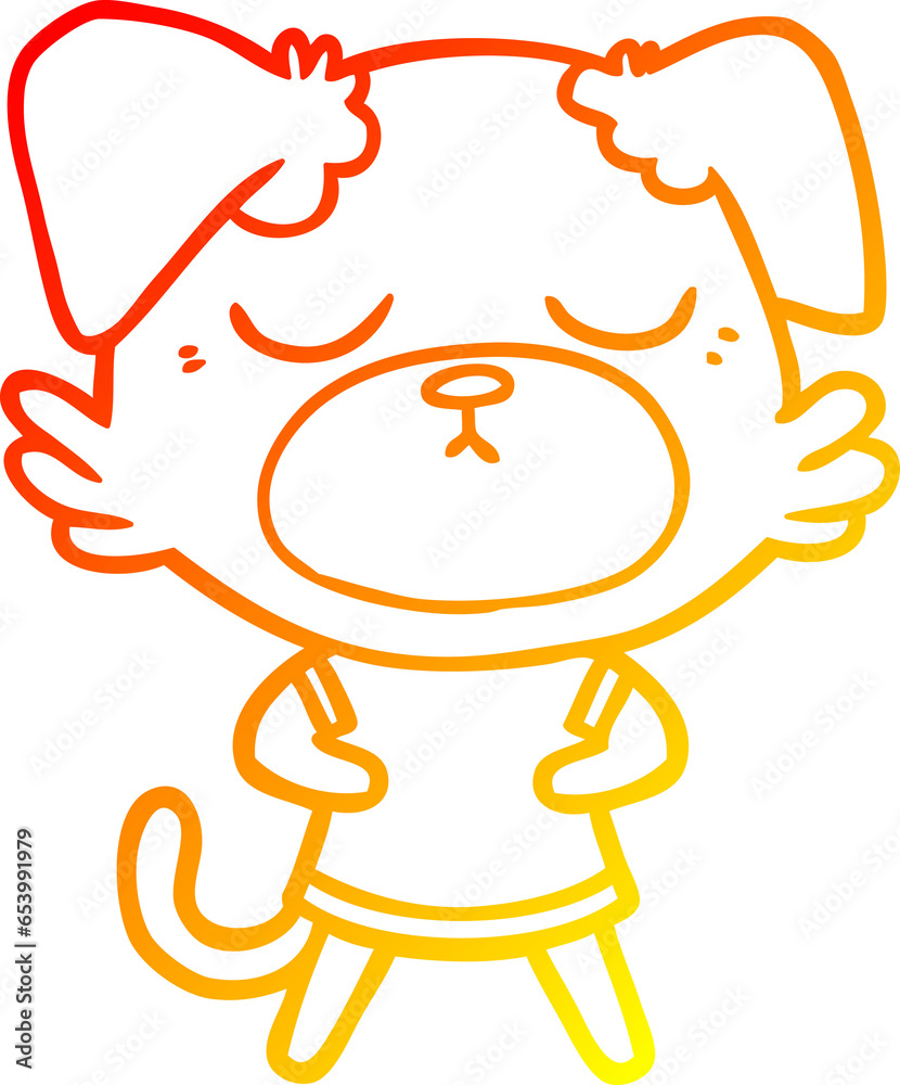 warm gradient line drawing of a cute cartoon dog warm gradient line drawing of a cute cartoon dog