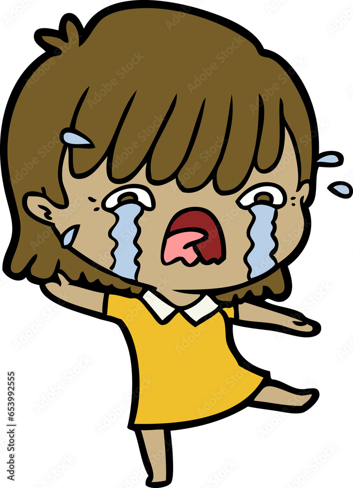 cartoon girl crying