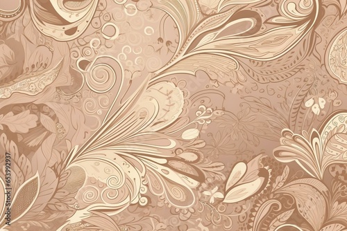 Elegant floral pattern with abstract beige motifs on a background. Generative AI