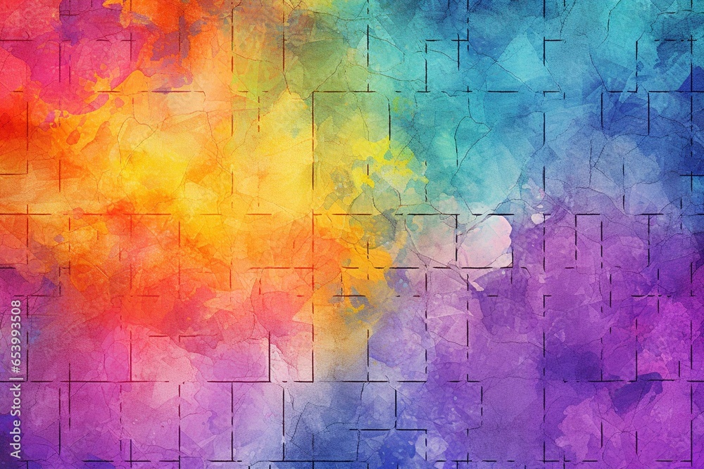 Abstract pattern with vibrant colors on a textured background, featuring tie and dye effect and modern wallpaper tile. Generative AI