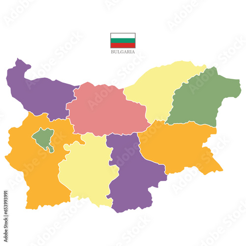 Silhouette and colored Bulgaria map