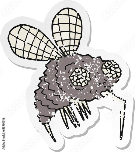 Fototapeta Naklejka Na Ścianę i Meble -  retro distressed sticker of a cartoon fly