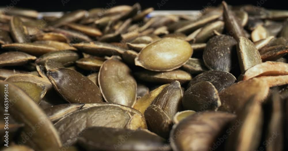 Pumpkin seeds in a pile probe lens macro